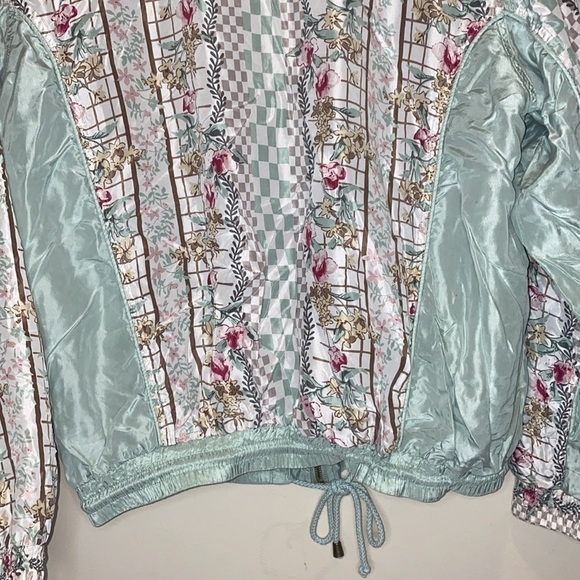 𝅺VINTAGE Hunt Club Light Green Floral Jacket 100% Silk Size Large - Picture 9 of 11